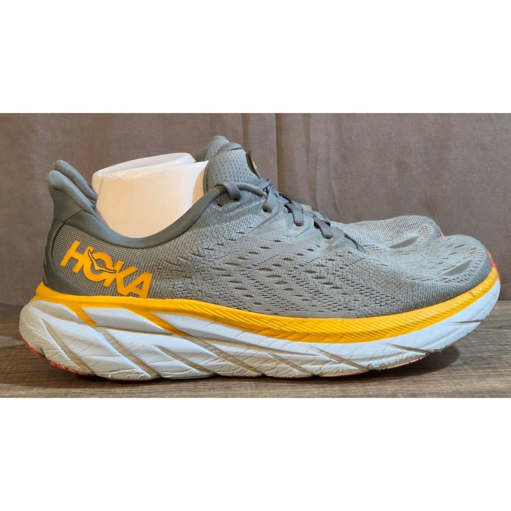 Hoka Clifton 8 Running Shoes Men's Size 10 2E Blue Yellow